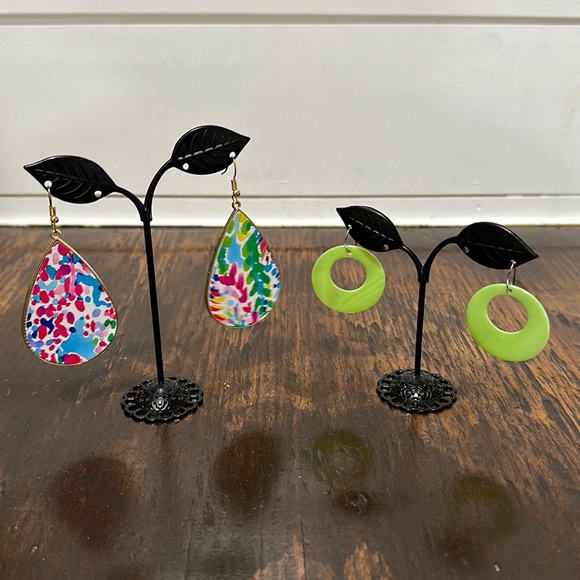 Colorful Earrings Hand Made TearDrop Earrings and the 80s Green Dangles - Picture 1 of 4